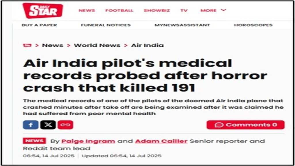 Air India Crash Biasness by Daily Star